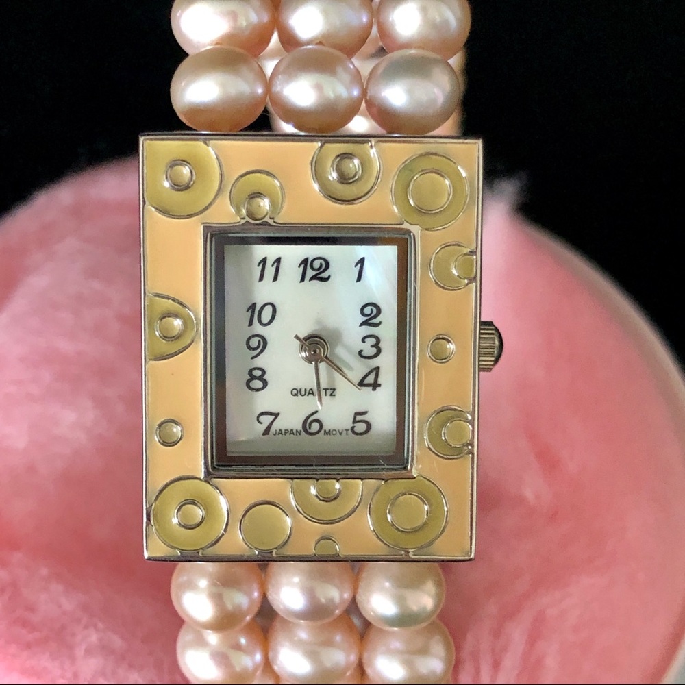 Quartz watch with pearl band - Picture 2 of 5